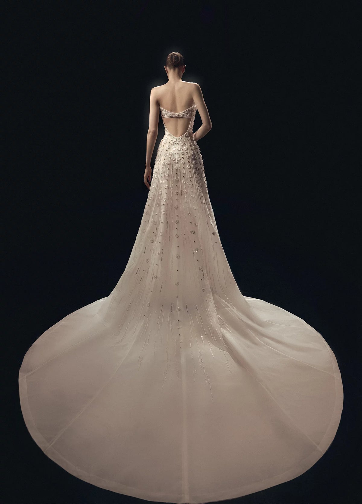 Strapless Floral Embroidered Gown