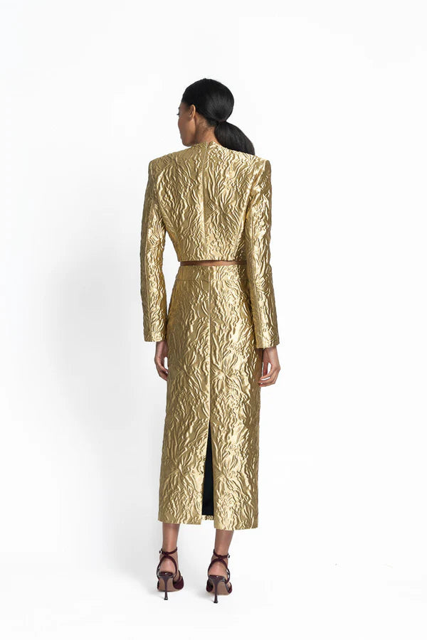 Hema Embossed Gold Pencil Skirt