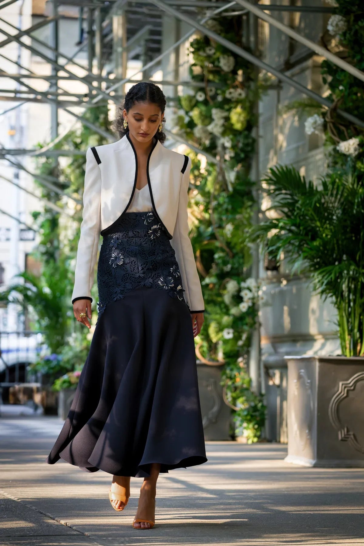 Fit and Flare Cady Skirt with Jasmine Web Lace