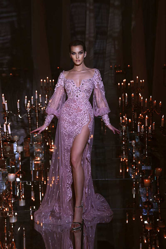 Long Sleeve Lace Gown