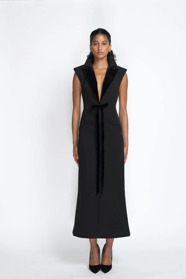 Navy Cady Tuxedo Dress