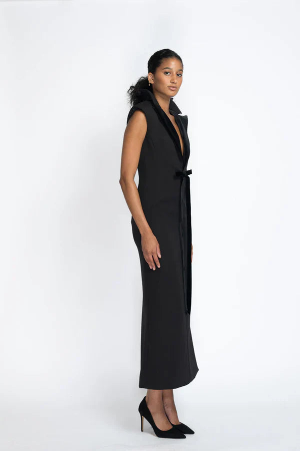 Navy Cady Tuxedo Dress