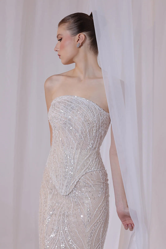 Champagne Basque Corset Gown