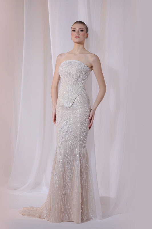 Champagne Basque Corset Gown