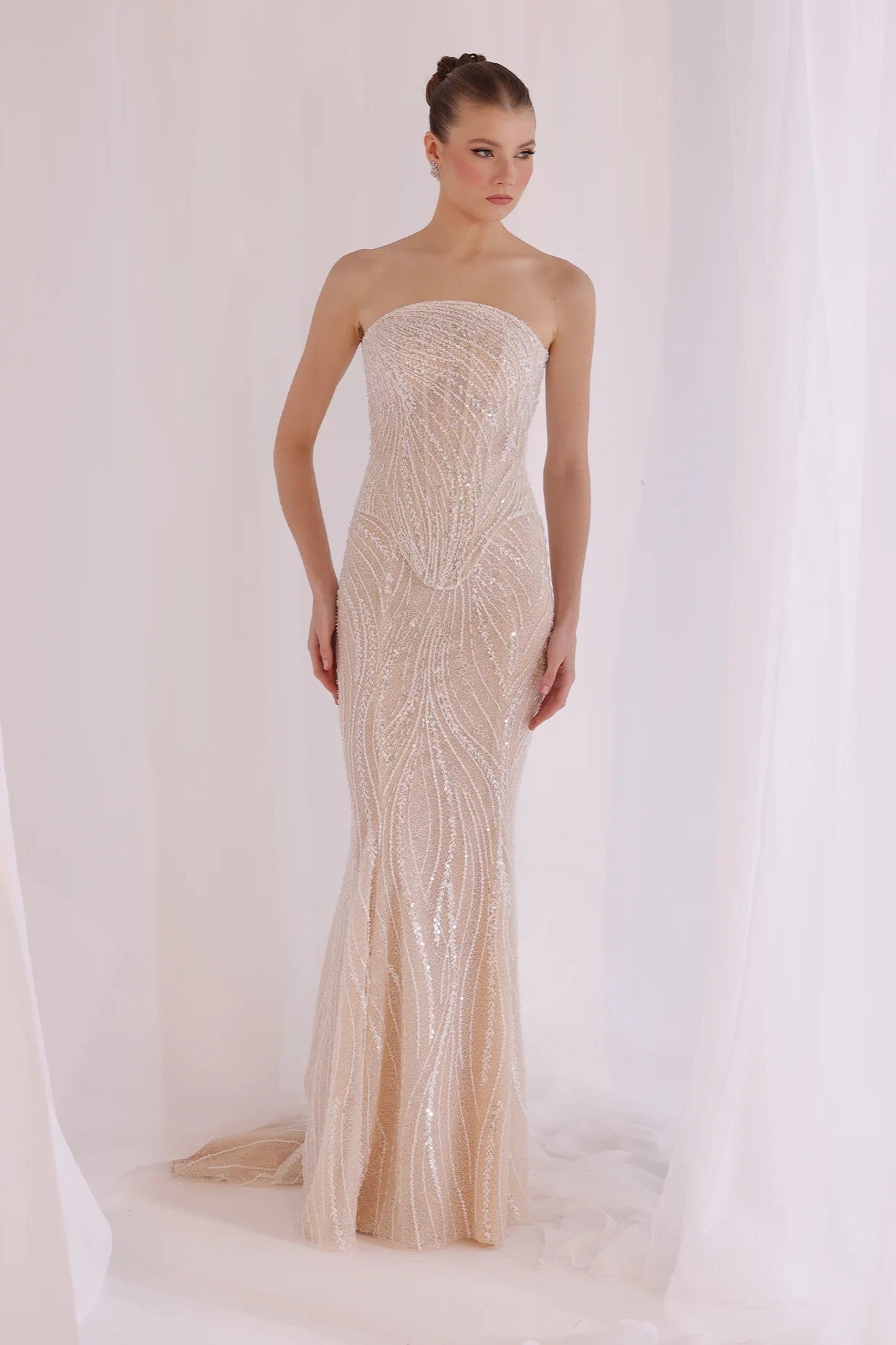 Champagne Basque Corset Gown