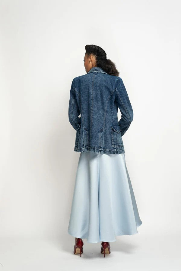 Indira Denim Double-Breasted Blazer