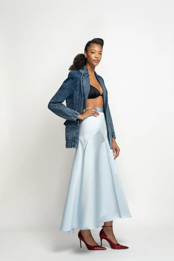 Indira Denim Double-Breasted Blazer