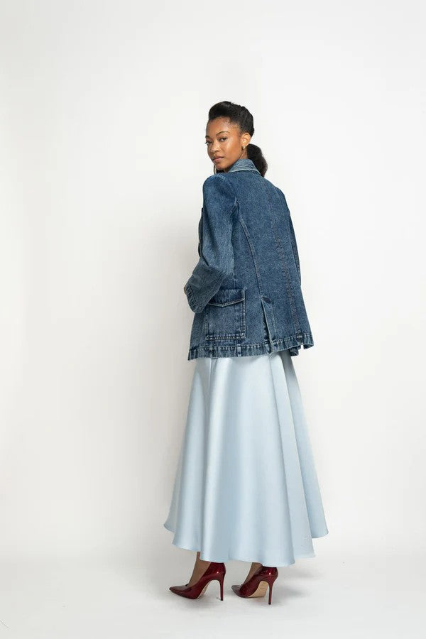 Indira Denim Double-Breasted Blazer