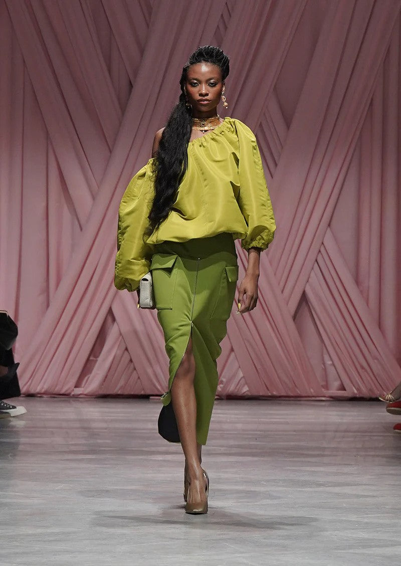 Chartreuse Faille Cloud Bomber Top