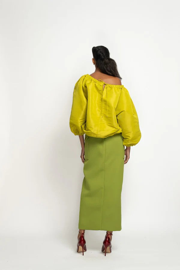 Chartreuse Faille Cloud Bomber Top