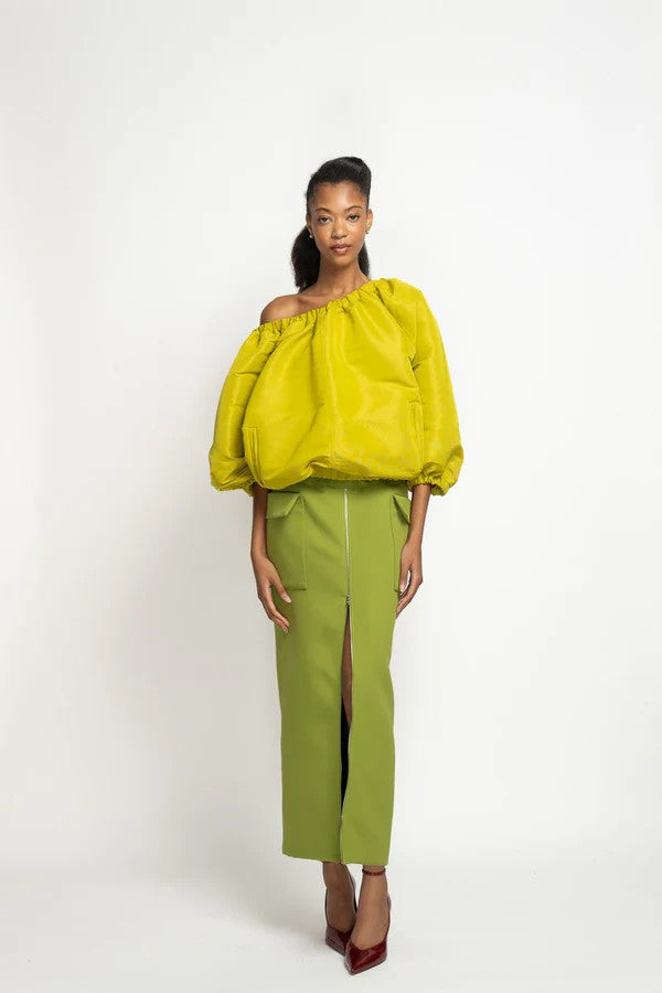 Chartreuse Faille Cloud Bomber Top