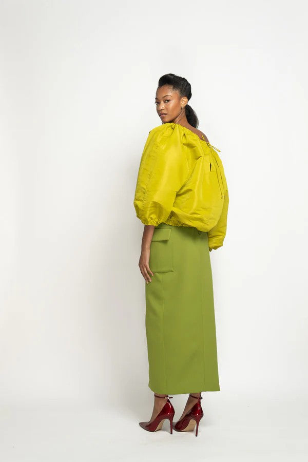 Chartreuse Faille Cloud Bomber Top