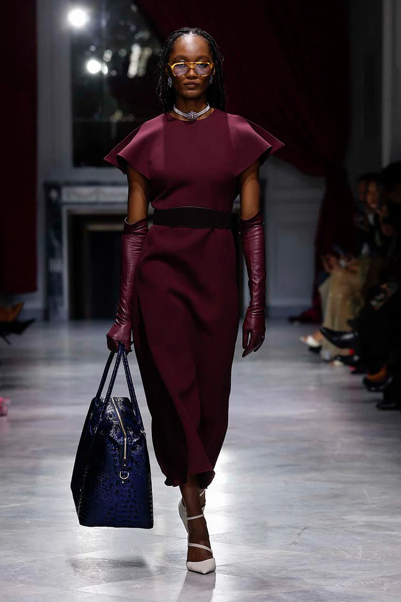 Claret Cady Dress with Wing-Back Detail