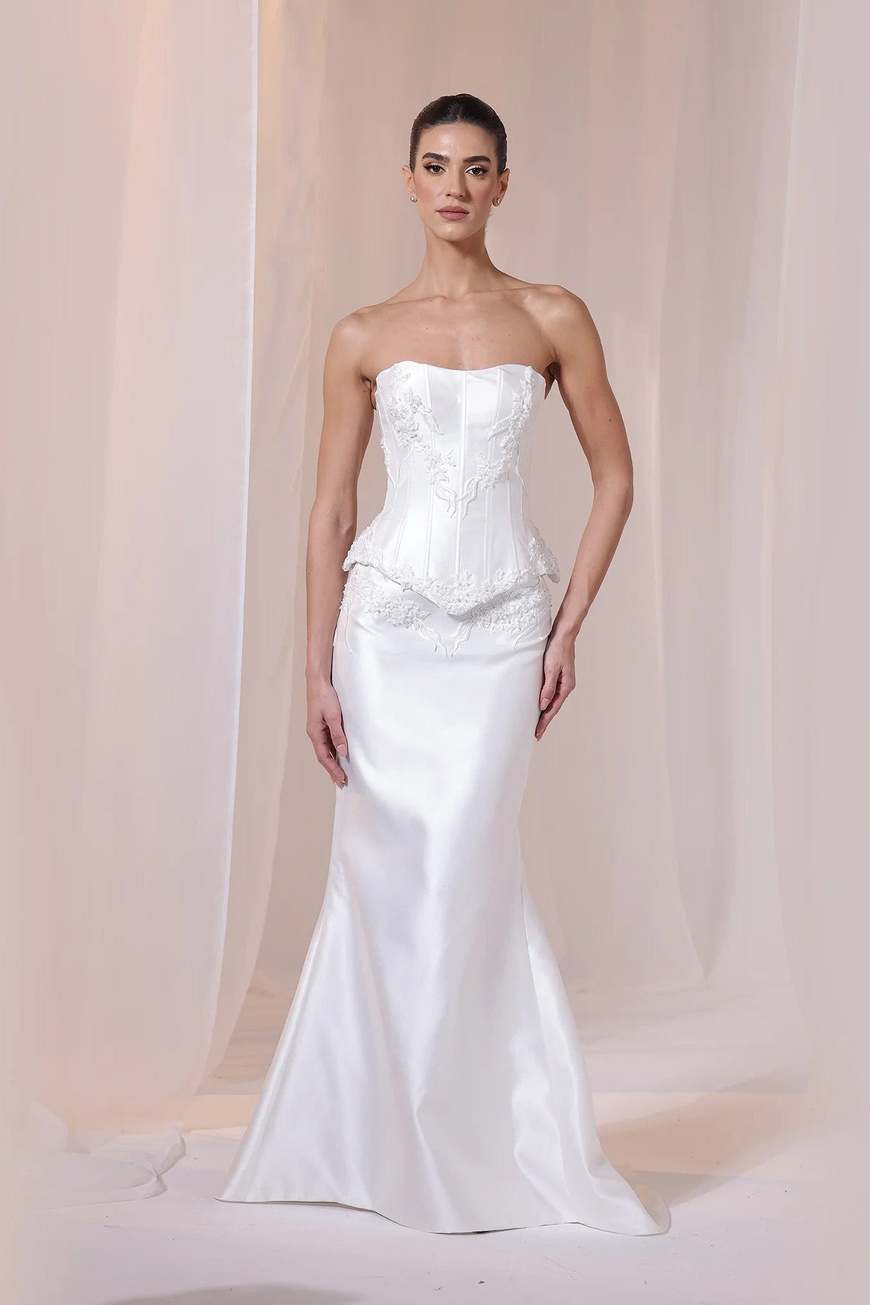 Ivory Strapless Corset Mermaid Gown
