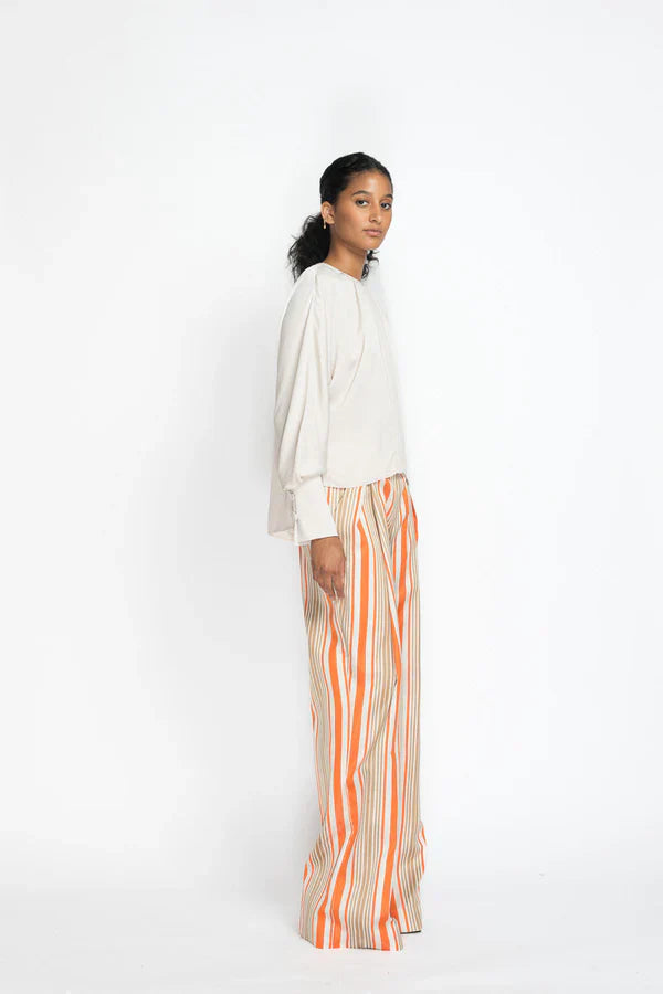 Ivory Satin Crepe Kimono Blouse