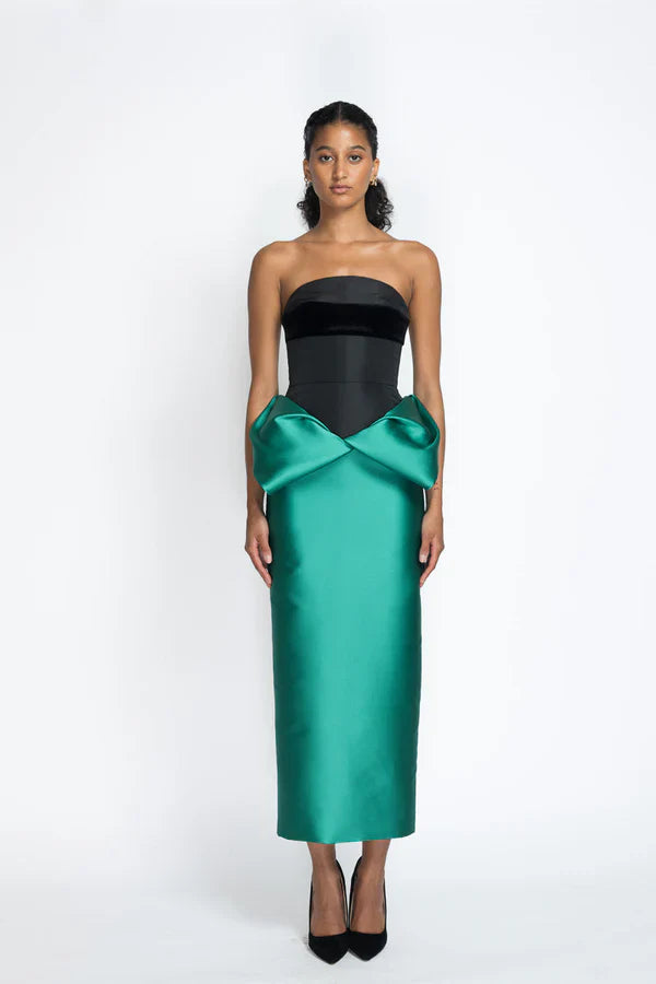 Bustier Cocktail Dress with Mikado Petal Skirt