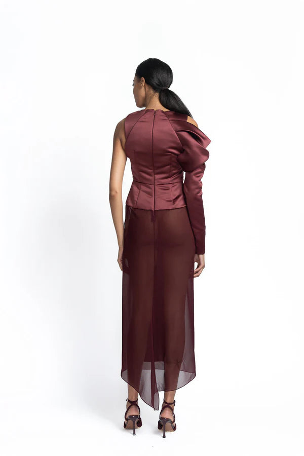 Claret Sheer Crepe Dress