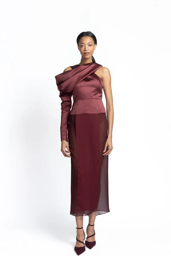 Claret Sheer Crepe Dress