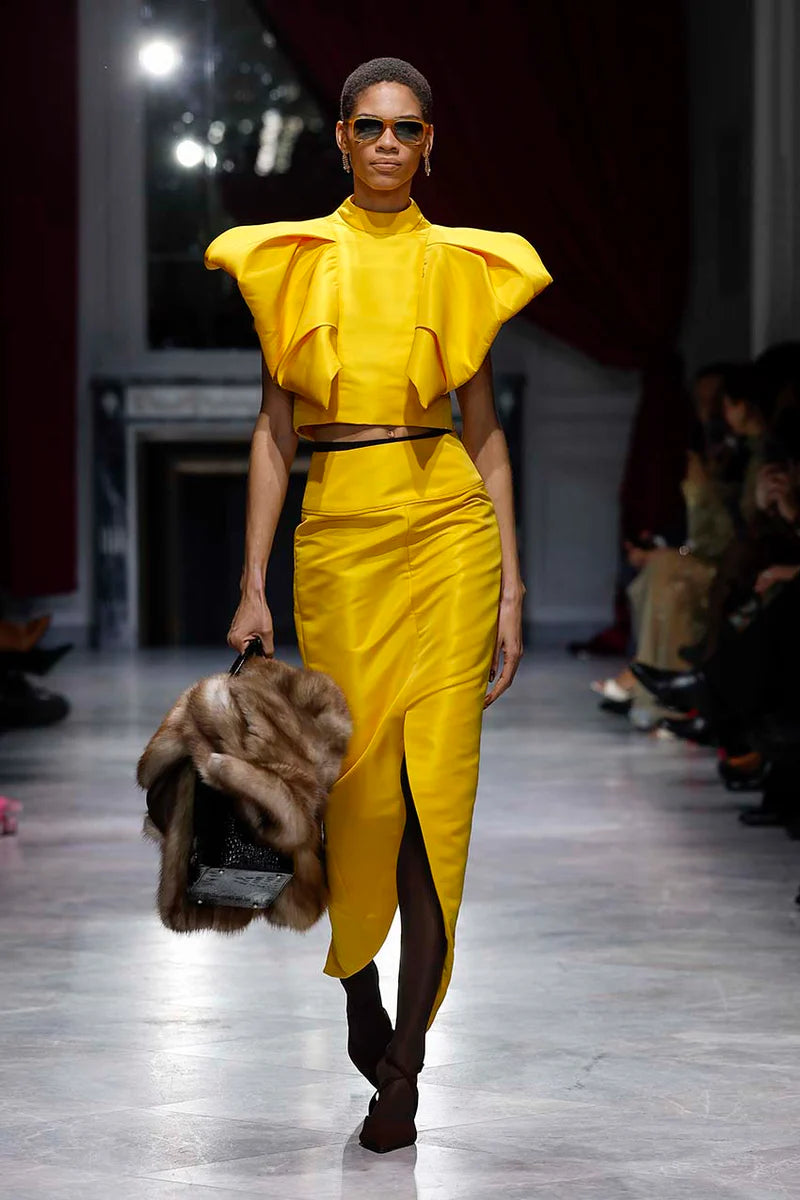 Marigold Faille Petal Hem Skirt
