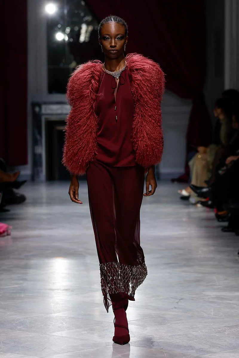 Claret Satin Crepe Blouse