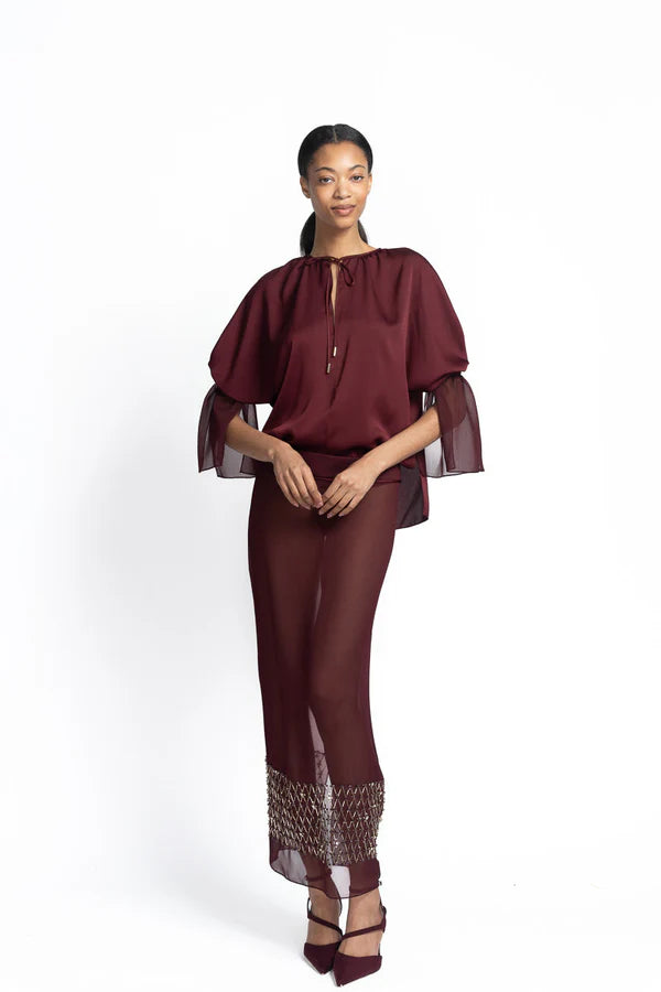 Claret Satin Crepe Blouse