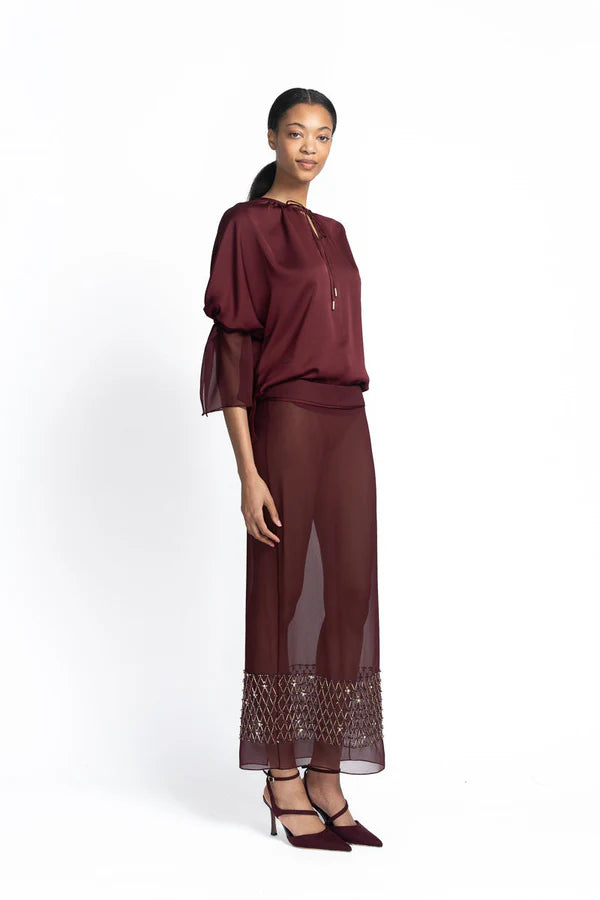 Claret Satin Crepe Blouse