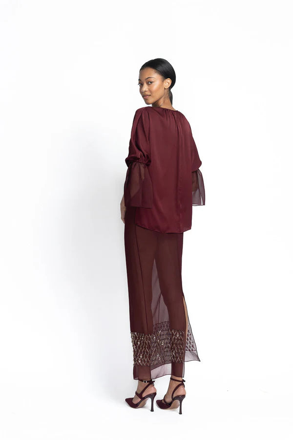 Claret Satin Crepe Blouse