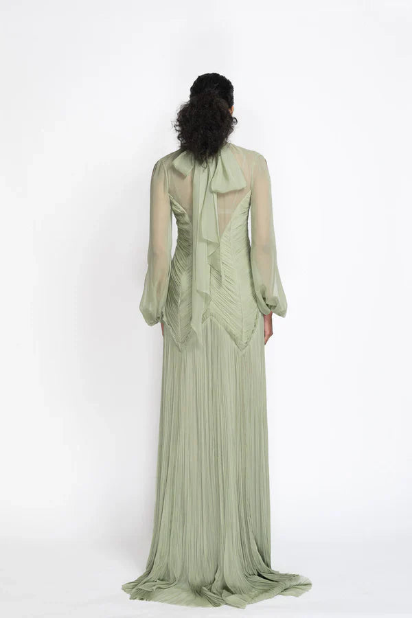Hand Pleated Silk Mousseline Gown