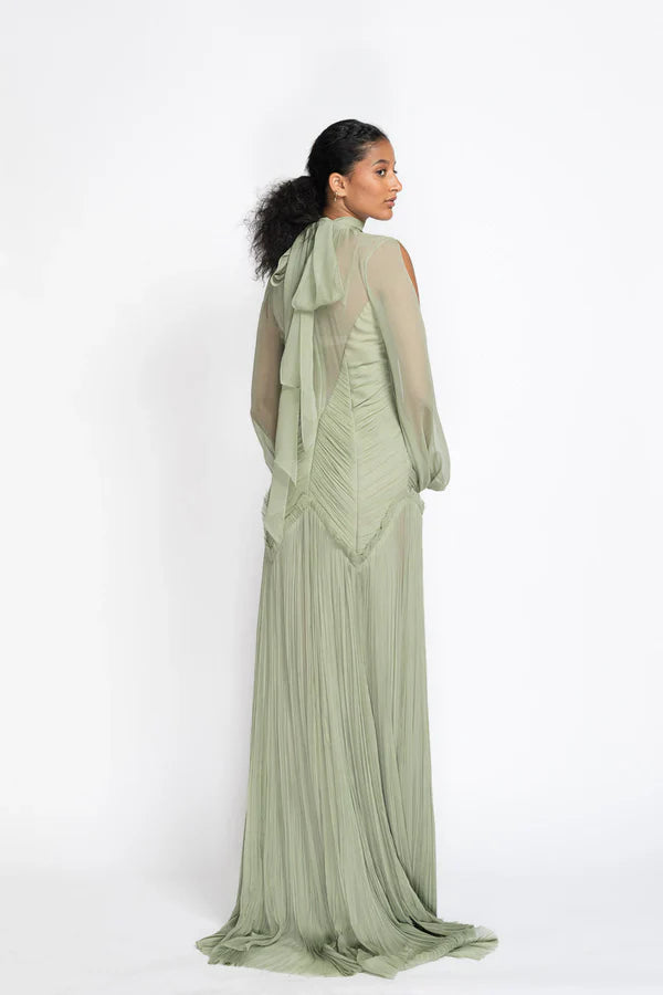 Hand Pleated Silk Mousseline Gown