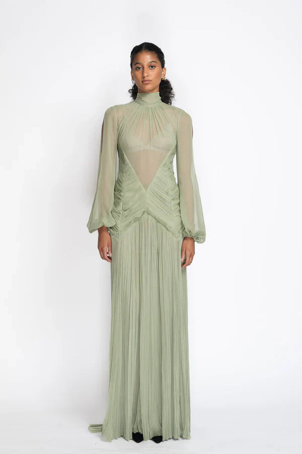 Hand Pleated Silk Mousseline Gown