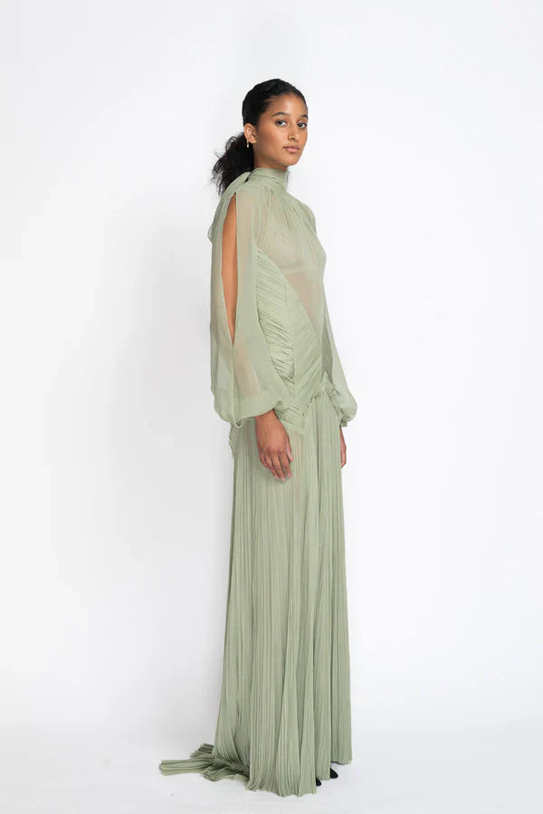 Hand Pleated Silk Mousseline Gown
