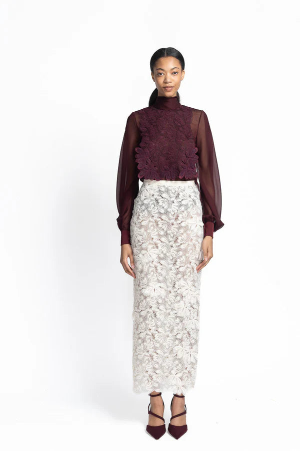 Ivory Padma Lace Pencil Skirt