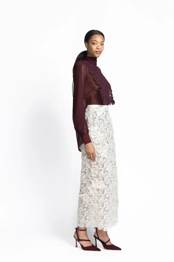 Ivory Padma Lace Pencil Skirt