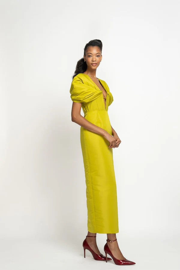 Chartreuse Faille Sheath Dress