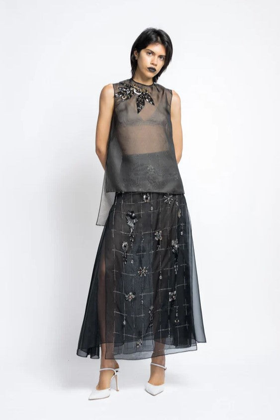 Organza Blouse With Open Back