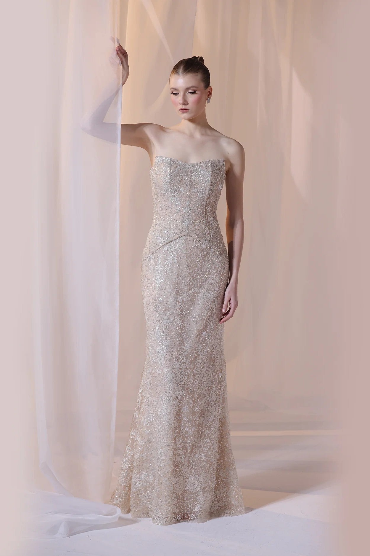 Champagne Strapless Corset Gown