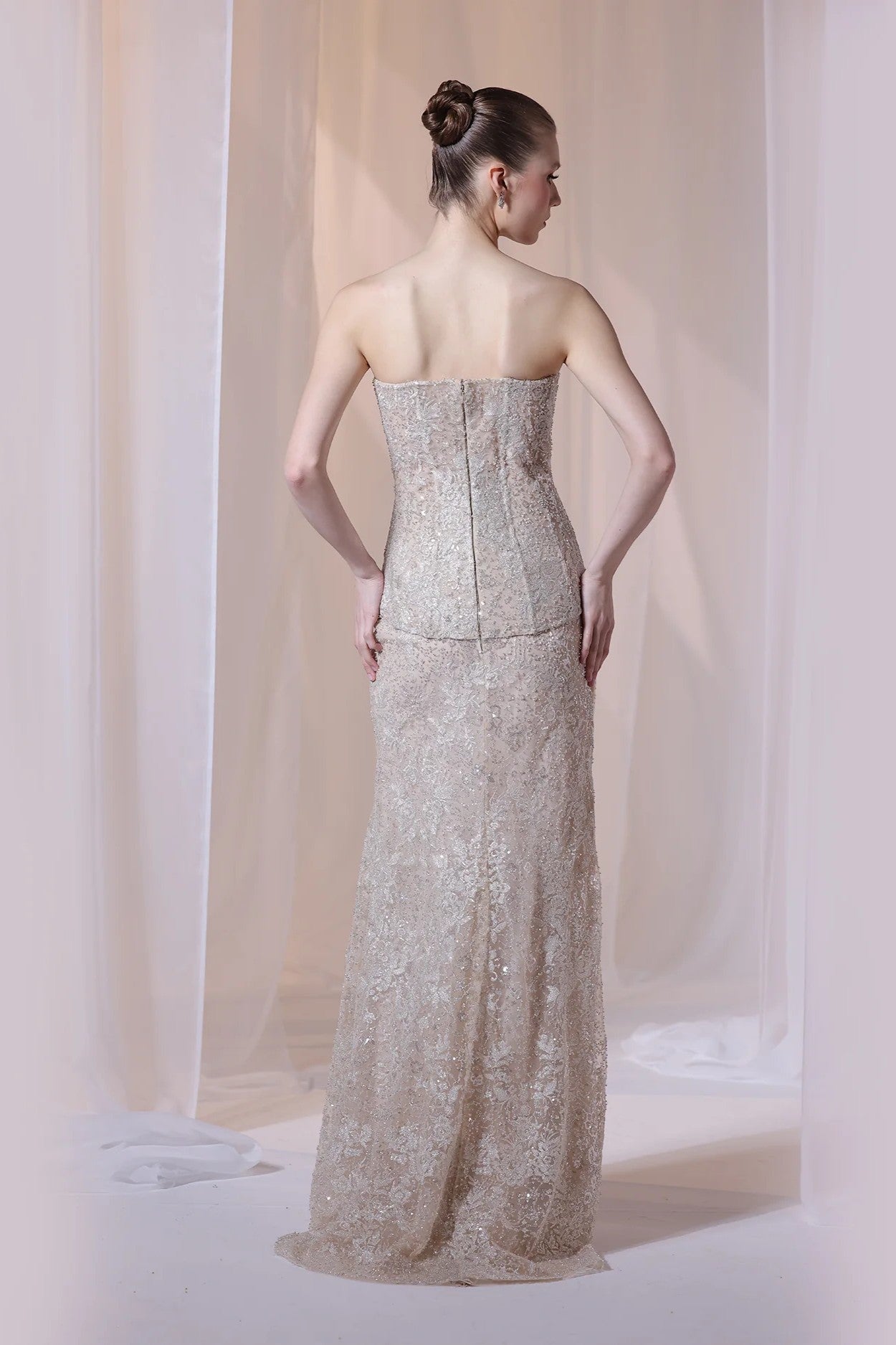 Champagne Strapless Corset Gown