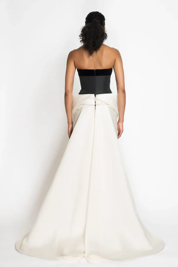 Faille And Velvet Bustier Column Gown