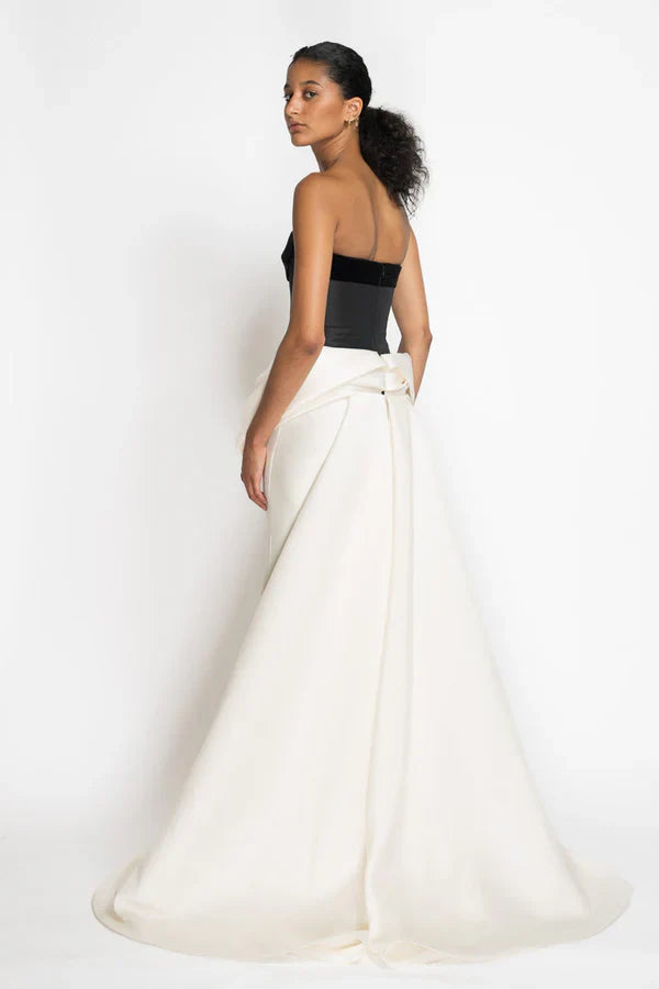 Faille And Velvet Bustier Column Gown