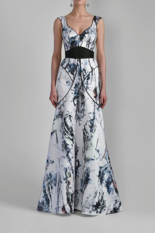 Flared Satin Gown