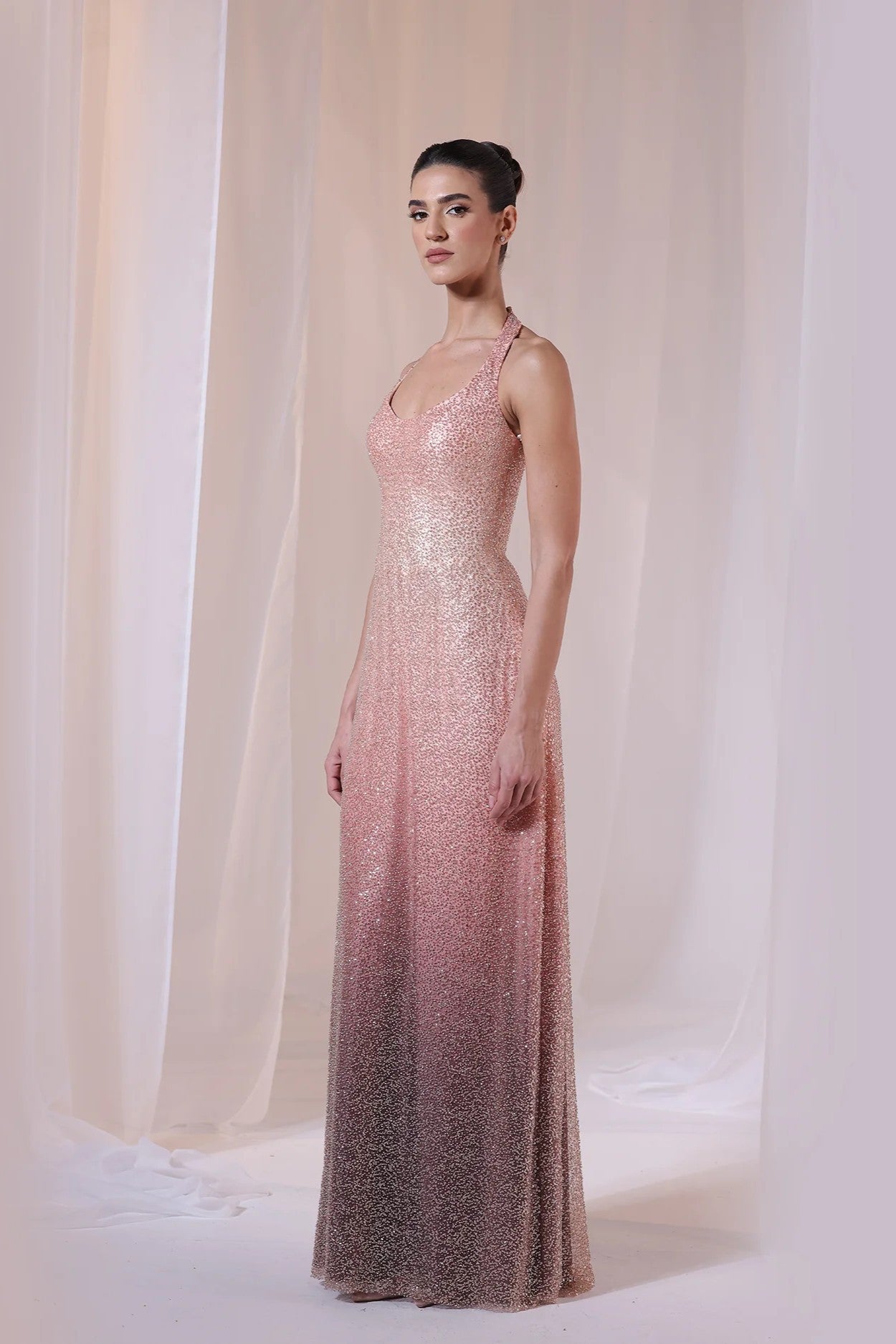 Sleeveless Rose Ombre Gown
