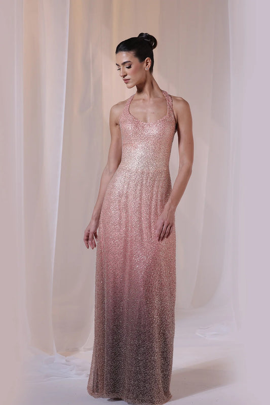 Sleeveless Rose Ombre Gown