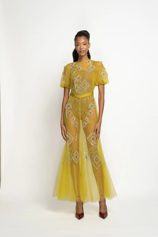 Chartreuse Tulle Dress