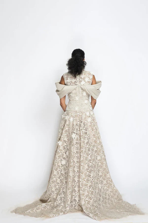 Jasmine Web Floral Lace Gown