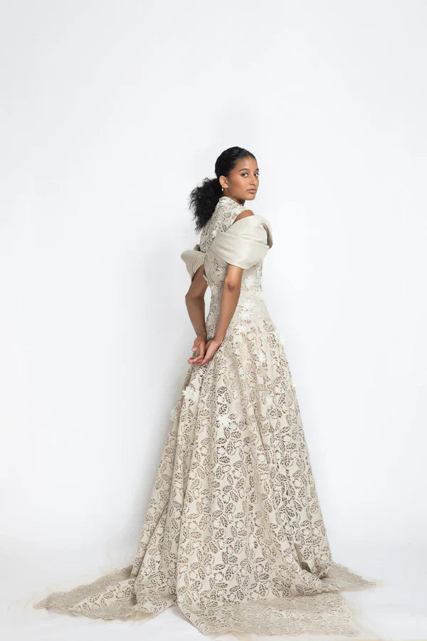 Jasmine Web Floral Lace Gown