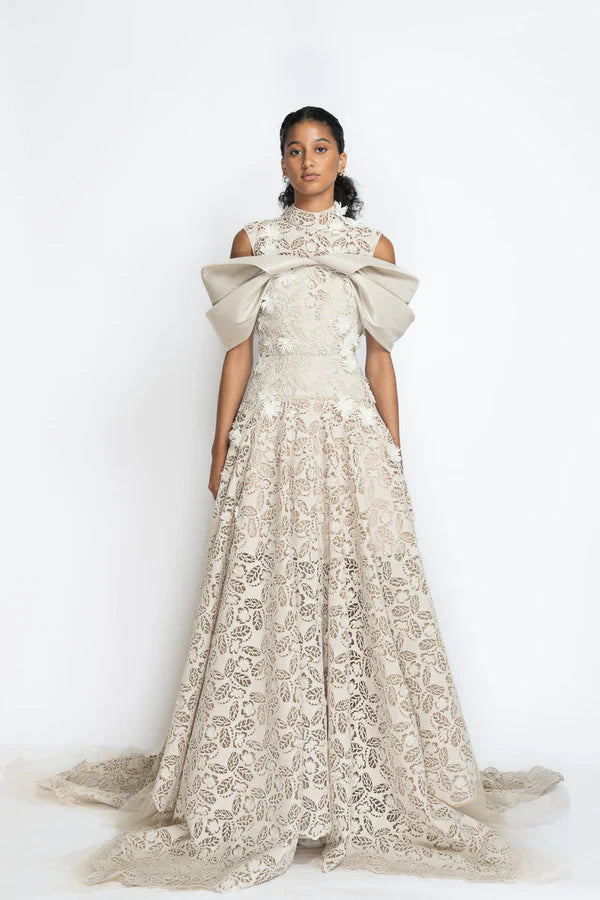Jasmine Web Floral Lace Gown