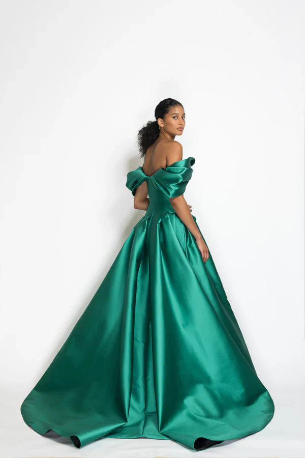 Lagoon Blue Mikado Ball Gown
