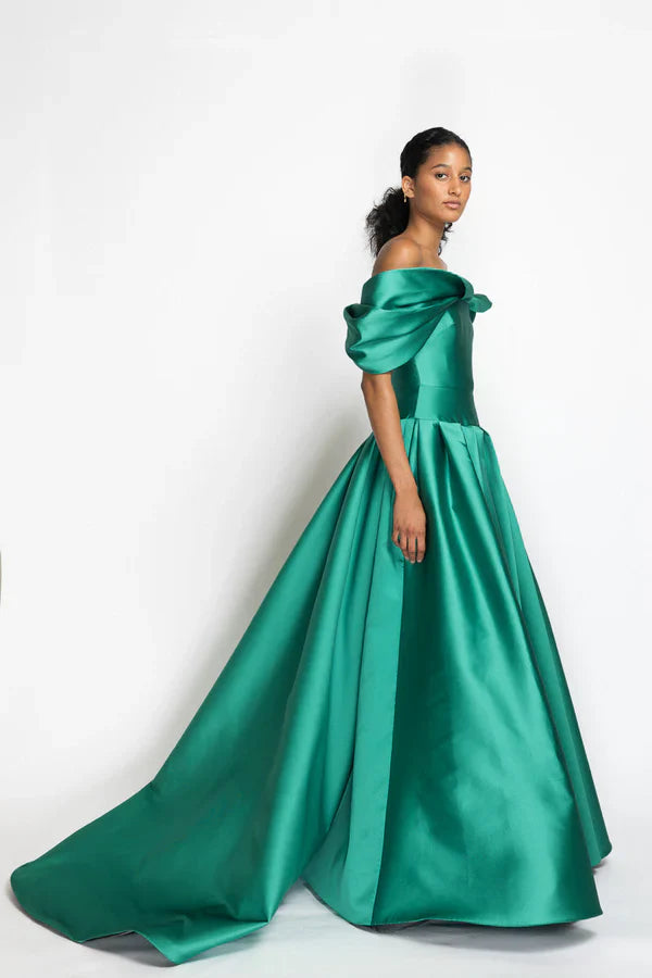 Lagoon Blue Mikado Ball Gown