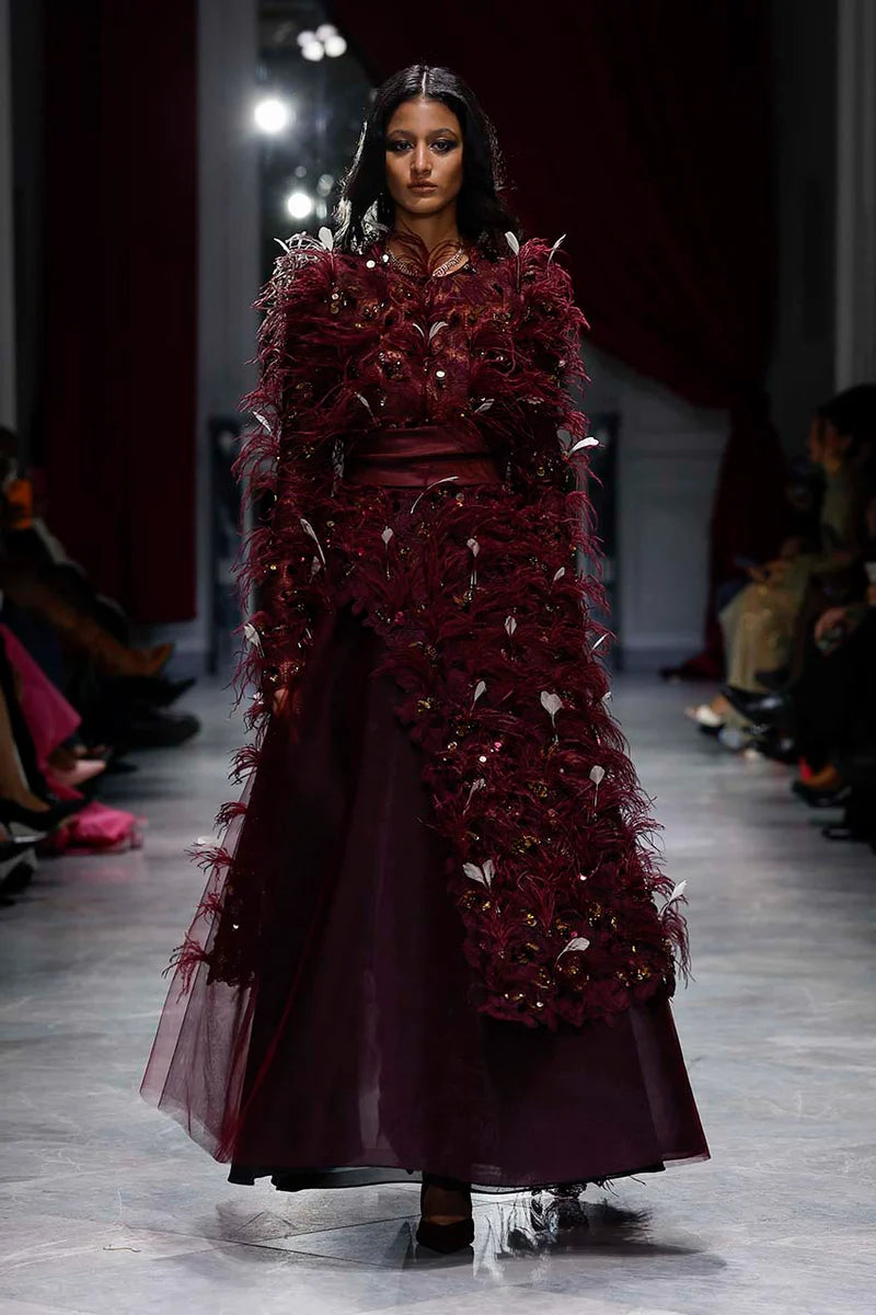 Claret Padma Lace & Tulle Gown