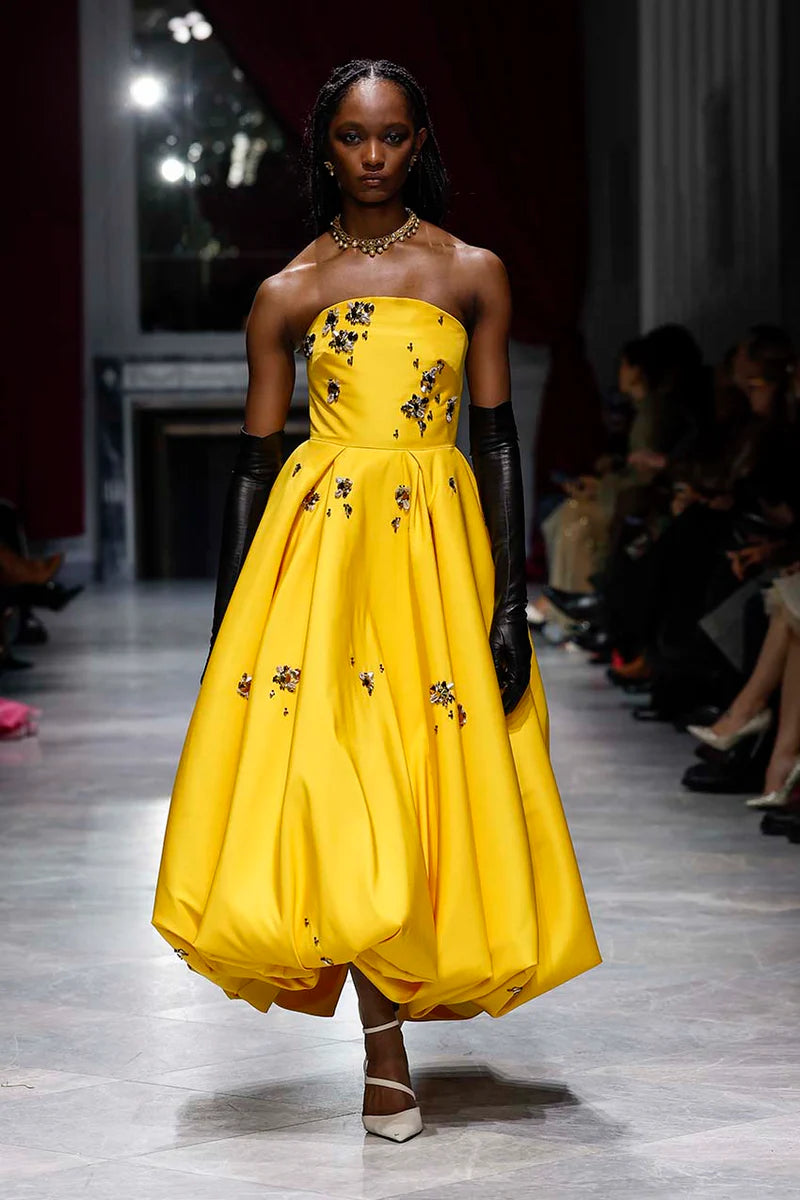 Marigold Faille Gown with Bubble Hem